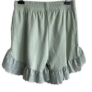 Vero Moda Women Shorts S Sage Dressy Eyelet Hem Festival Boho Cottagecore Girly
